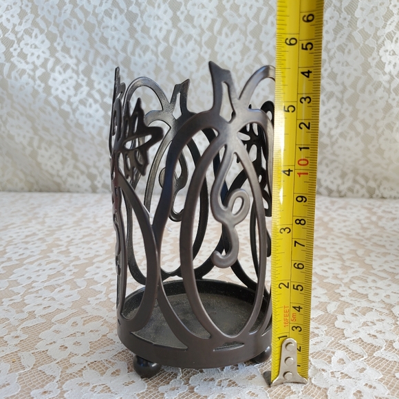 Home Interiors Pumpkin scroll candle holder.  Fits small jar candles. New - Picture 4 of 6